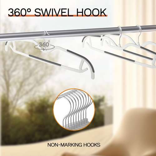 MLKJHHI 60 Pack M-Style Plastic Pants Hangers, Thin Space Saving Hanger with Rubber Pads and 360° Hook - Non Slip Clothes Hangers, Closet Organizer for Camisole, Tank Top, Dresses, Skirt - Gray