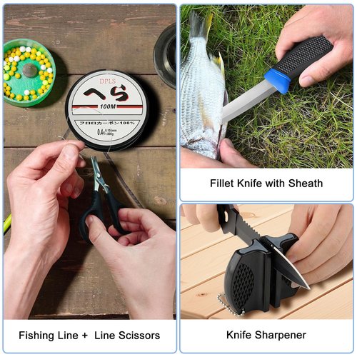 MH MYLUNE HOME Fishing Advent Calendar 2025-24 Days Fishing Tools and Lures Kit for Fisher Adult Men Teen, Fish Net, Hook Remover Tool, 2025 for Men, Xmas Surprise Gift
