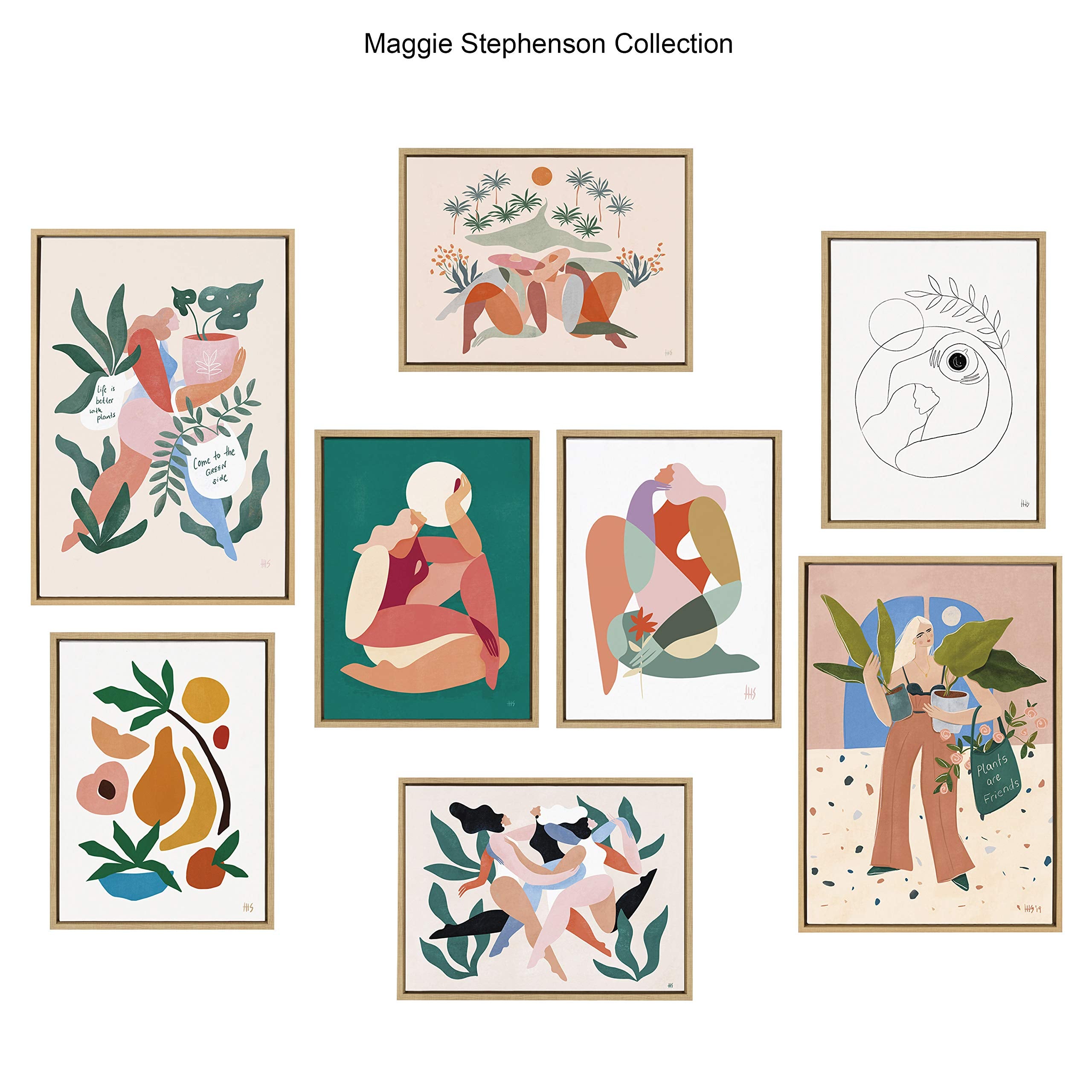 Kate and Laurel Blake Summer Lines 5 Framed Printed Glass Wall Art by Maggie Stephenson, 18x24 Gold, Chic Modern Minimalist Art for Wall