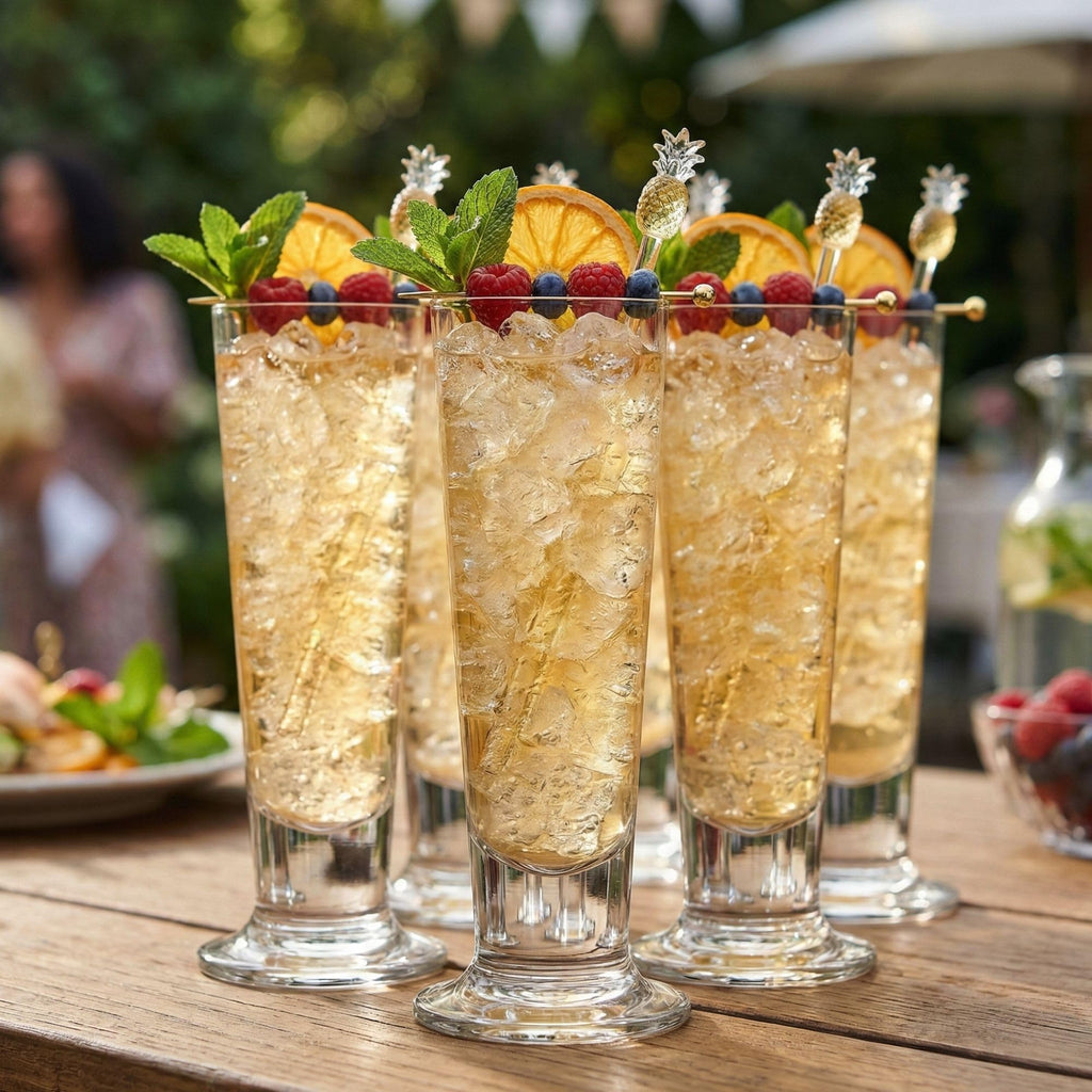Restaurantware 14 Ounce Tall Beer Glasses Set of 12 Tall-Footed Pilsner Glasses - Tapered Dishwasher-Safe Clear Glass Beer Glass Set Lead-Free For Beers Ales or Cocktails