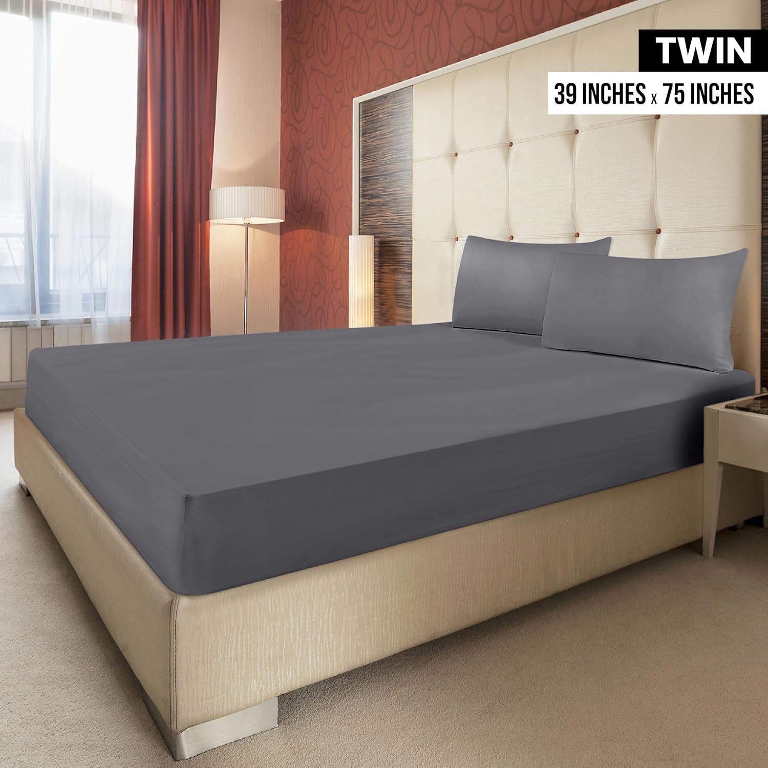 Utopia Bedding Twin Fitted Sheets - Soft Brushed Microfiber - Deep Pocket Design - Bulk Pack of 4 | Grey