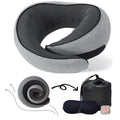 Neck Pillow for Traveling, Travel Neck Pillow for Airplanes, 100% Pure Memory Foam, 360° Support Stowable Pillows for Sleeping, Breathable & Washable Cover, Compact for Travel, Car & Office (Gray)