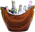 BREKX Cherry-Oak Wood Curved Beverage Tub, Wine Chiller and Ice Bucket, 8 Quarts