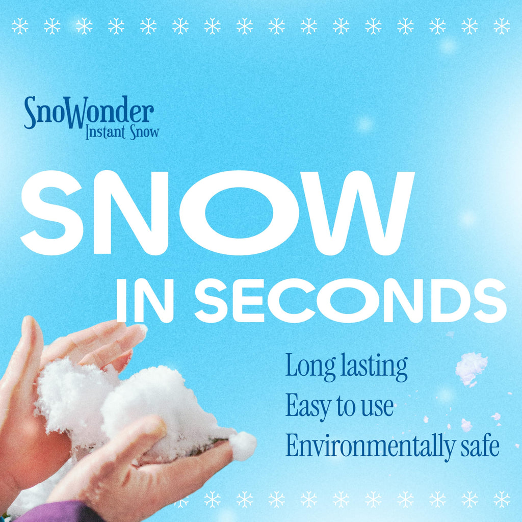 SnoWonder Instant Snow Fake Artificial Snow, Also Great for Making Cloud Slime - Mix Makes 25 Gallons of Fake Snow