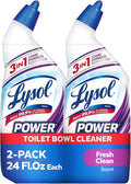 Lysol Toilet Bowl Cleaner Gel - Powerful Odor Fighting & Stain Removal | Fresh Clean Scent, 24oz (Pack of 2)