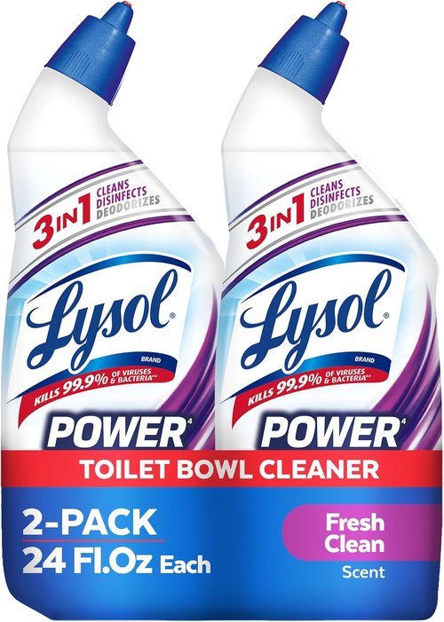 Lysol Toilet Bowl Cleaner Gel - Powerful Odor Fighting & Stain Removal | Fresh Clean Scent, 24oz (Pack of 2)