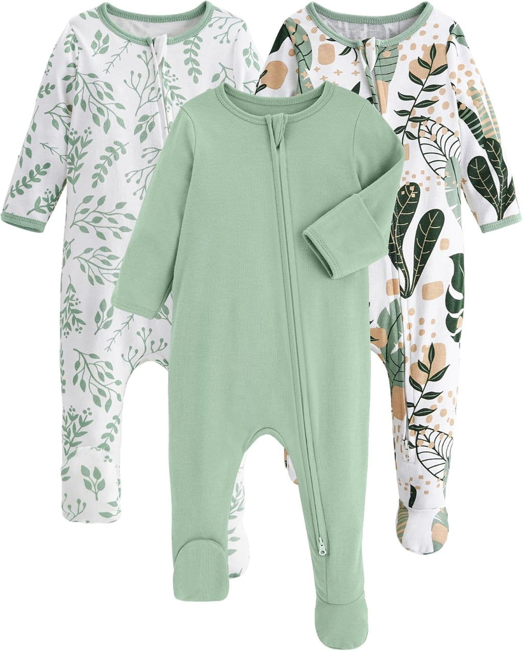 Yoofoss Baby Pajamas - 100% Organic Cotton Sleepers for Newborns | 3-Piece Footed PJs Set (0-9 Months)