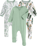 Yoofoss Baby Pajamas - 100% Organic Cotton Sleepers for Newborns | 3-Piece Footed PJs Set (0-9 Months)