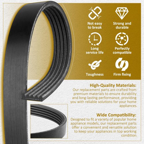 HASMX R15364B Serpentine Belt Fits for Vacuum Model PN12 Powerheads with The Grooved Motor Shaft, 2-Pack
