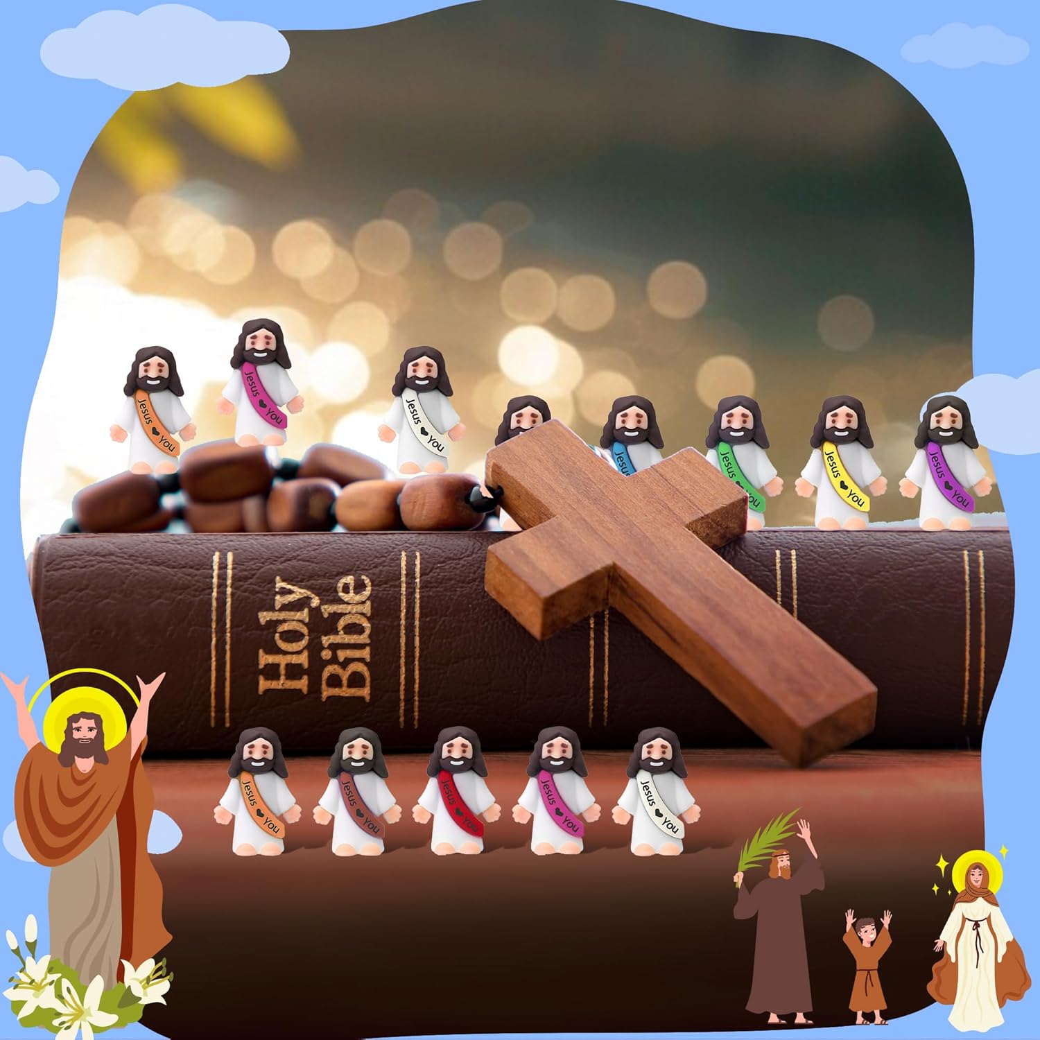 Skiennix 40Pcs Little Jesus Figures - Religious Action Figurines for Gifts | Perfect for Easter & Christmas