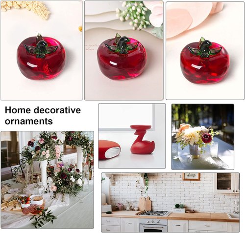 LONGWIN Glass Mini Tomatoes Figurines - Collectible Crystal Fruit Decor for Tabletop Centerpieces