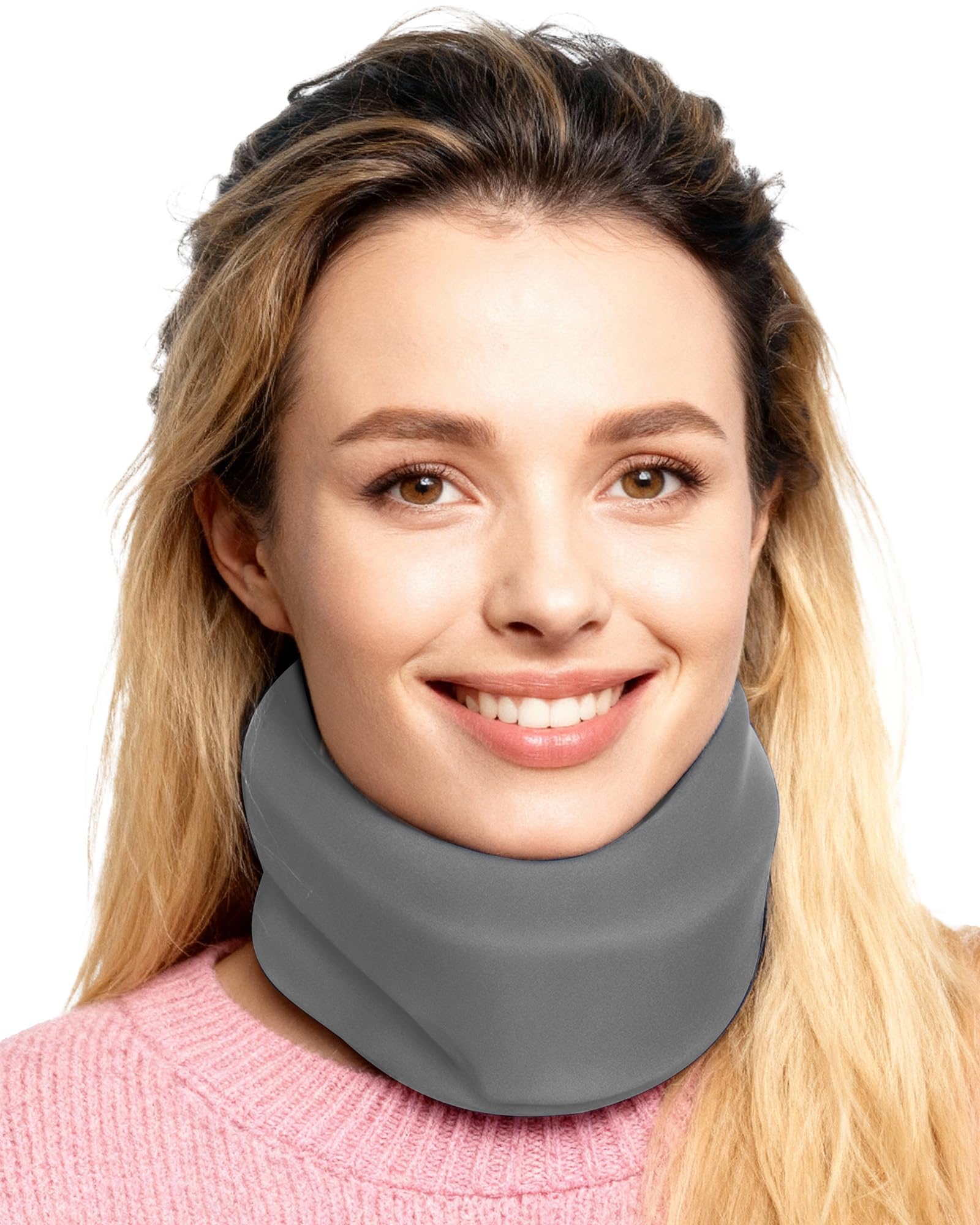 BETOVIN Heated Neck Brace Cervical Collar Neck Support Brace with Heating Pad Medium Size Grey Fits Neck Circumference 12.6-15.8 inchs, Height 3.0-3.3 inches