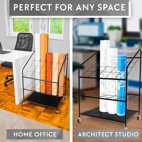 Blueprint Holder Storage Organizer - 20-Compartment Blueprint Rack for Posters, Maps & Papers