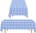 Gatherfun 3PCS Disposable Waterproof Tablecloth - Blue & White Gingham, 54x108 Inch for Picnics & Events