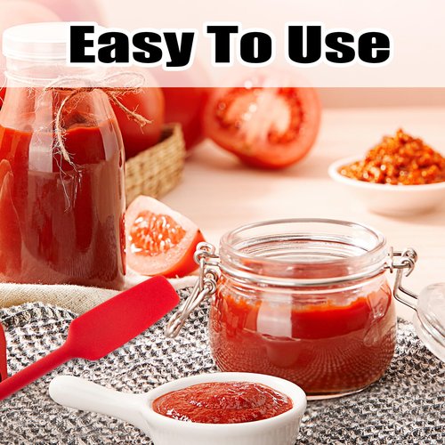 4 Pcs Silicone Jar Spatulas with Long Handle, Non-Stick Rubber Spatula Heat Resistant Silicone Scraper Spatulas for Baking Cooking Blenders Mixing