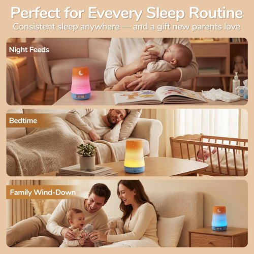 Mewaii White Noise Sound Machine Baby & Adult with Night Light | AI Cry Detection, App Remote Control, 100 Soothing Sounds, Sleep Routine Builder, 360° RGB Kids Nursery Baby Essentials Shower Gift