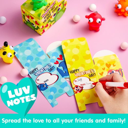 JOYIN 24 Packs Valentine Popping Eyes Keychains with Heart Box for Valentine's Classroom Exchange, Party Favors Game Prizes School Gift Exchange Classroom Rewards