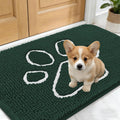 OLANLY Dog Door Mat - Absorbent Non-Slip Mud Mat for Muddy Paws | 24x16 Paw Print Design in Blackish Green