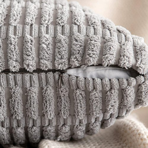 MIULEE Light Grey Long Body Lumbar Throw Pillow Cover - Soft Boho Design 14x36 Inch for Sofa & Bed
