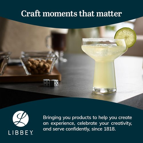 Libbey Stemless Margarita Glasses Set of 4, Classic, Lightweight Mixed Cocktail Glasses Set, Large Margarita Glasses Set for Cinco de Mayo, Parties