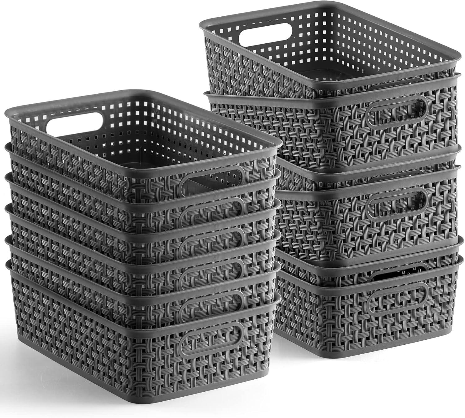 Skiennix Plastic Storage Baskets - 12 Pack Small Organizers for Pantry, Laundry, Bathroom & Kitchen