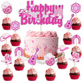 Skiennix Disco Cowgirl Cake Topper - Hot Pink Western Birthday Decoration for Women | Retro Rodeo Theme