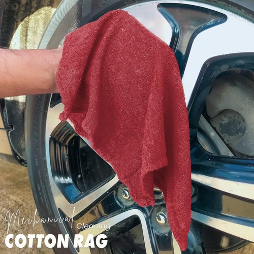 REED & PICK Cotton Shop Towels Red – (Pack of 150) Size 14x14 Inches Cleaning Rags – Absorbent Shop Rags and Multipurpose Cleaning Towels for Automobiles, Industries, Garage and Homes