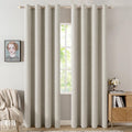 MIULEE 100% Blackout Linen Curtains - Thermal Insulated Cobblestone Grommet Drapes | 52 x 108 Inch (2 Panels)