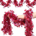 40Ft Tinsel Garland Red Pink Heart Garland Metallic Twist Shiny Hanging Decoration for Wedding Anniversary Birthday Indoor Outdoor Party Supplies