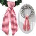 Red White Checkered Plaid Bow Ribbon Wreath Sash by [Brand Name] - Perfect for Christmas, Valentine's Day & Patriotic Decor (5.12" x 54.33")