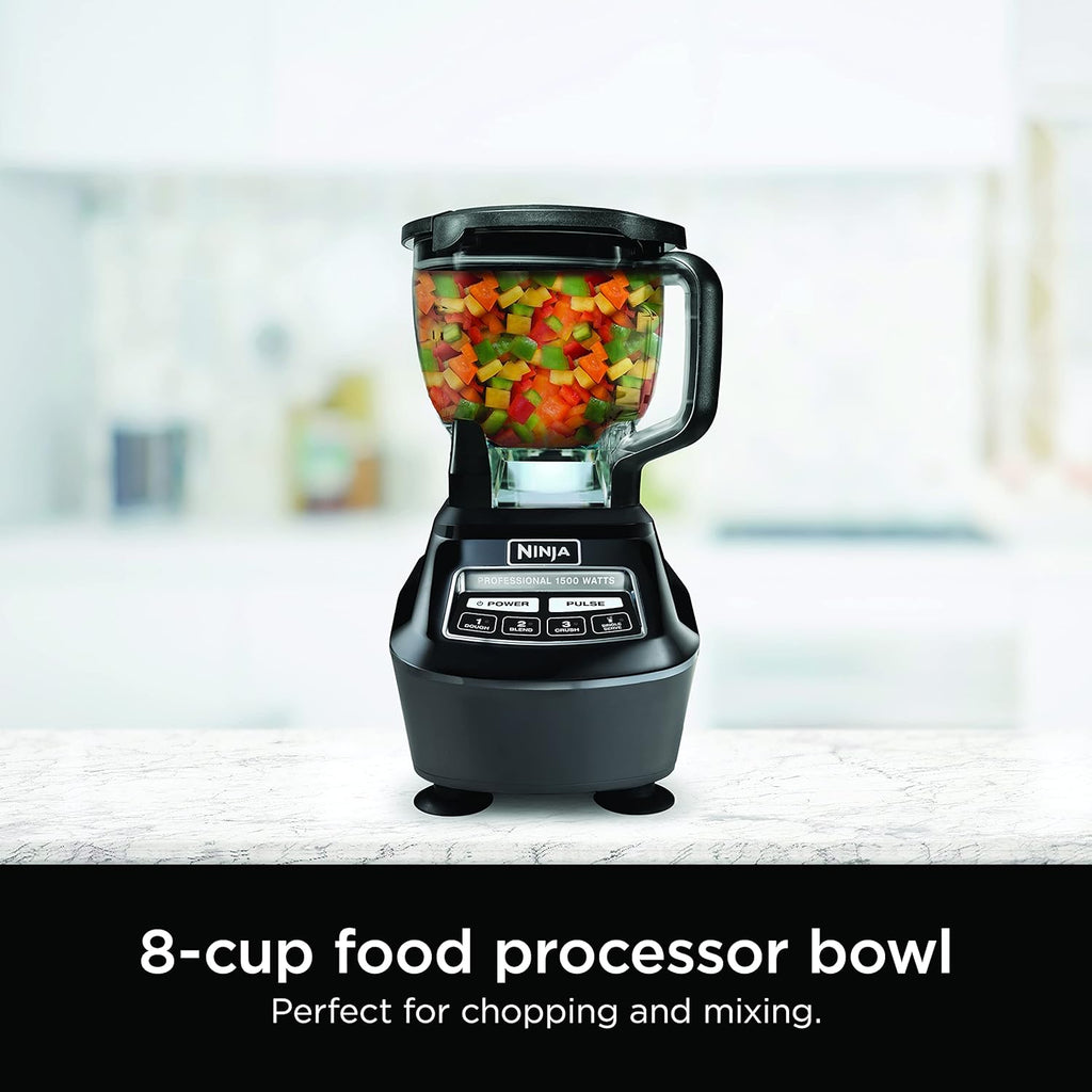 Ninja Kitchen System - All-in-One Food Processor & Blender for Smoothies | Includes Pitcher, Travel Cup & 8-Cup Bowl | Perfect for Salsa, Dough & Frozen Drinks | 120 Volts | Black | BL770AMZ