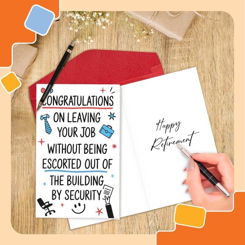 NewEleven Funny Retirement Gifts For Men, Women - Going Away Gift, Coworker Leaving Gifts For Women, Farewell Gift For Coworkers, Boss, Colleague - Greeting Card