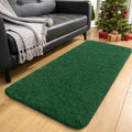OLANLY Runner Rugs - Machine Washable Soft Fluffy Shaggy Design | Dark Green for Hallway & Bedroom