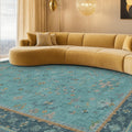 Teal Boho Area Rug by [Brand Name] - Washable Geometric Floral Design, Non-Slip Soft Carpet for Living Room & Dining Room