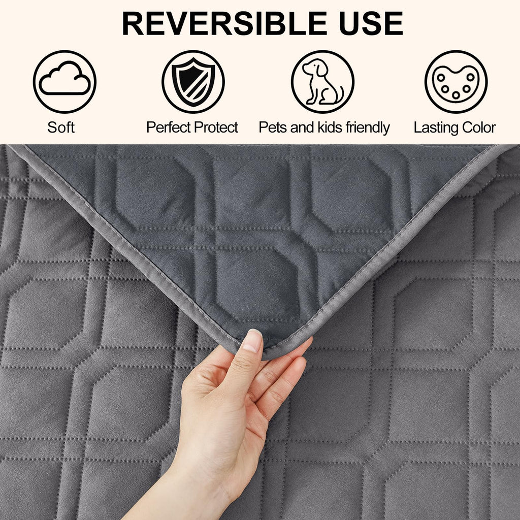 Smiry Reversible Waterproof Couch Covers for Sofa, Washable Dogs Pet Couch Covers for 3 Cushion Sofa Pet Friendly, Water Resistant Furniture Protector Slipcover, Geometric (30"x70", Grey/Dark Grey)
