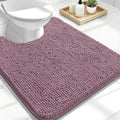 OLANLY U-Shaped Toilet Rug - Extra Soft Chenille, Quick-Dry, Non-Slip Bath Mat | 24x20, Deep Plum