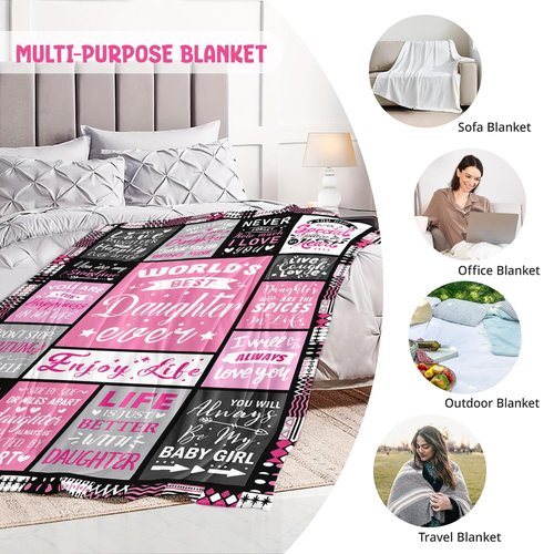 Easter Basket Stuffers for Teen Girls - Daughter Birthday Gifts from Mom Dad - World's Best Daughter Ever Gifts - Mothers Day Graduation Presents for Daughters Adult - Daughters Life Blanket 60"x80"