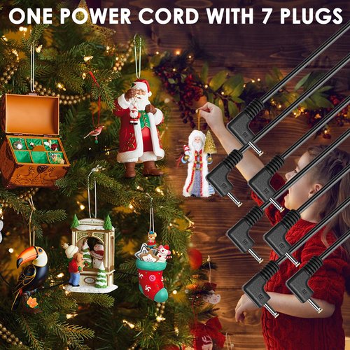 Mrgru 5 V Replacement Power Cord for Christmas Ornaments Compatible with Hallmark Keepsake Storytellers and Magic Keepsake Ornaments, 7 Plug Power Adapter