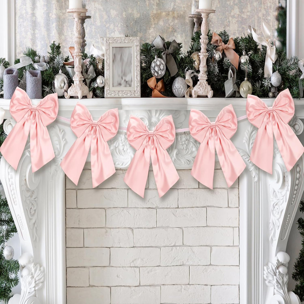 Suncalla 6 FT Pink Valentine's Day Bow Garland - Pre-Strung Party Banner for Weddings & Showers