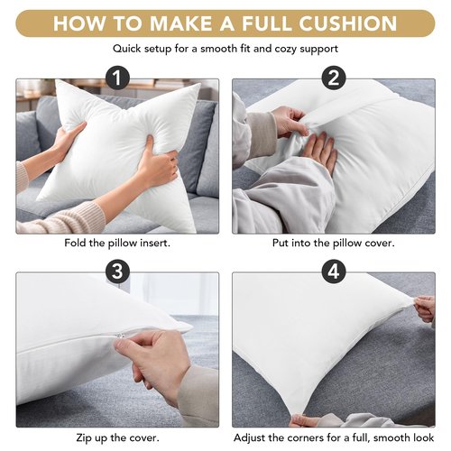 Deconovo Pillow Covers ONLY, Set of 4, 18x18 Inch Decorative Throw Pillow Cover, Cushion Case Covers for Bed Sofa Living Room Bedroom, White