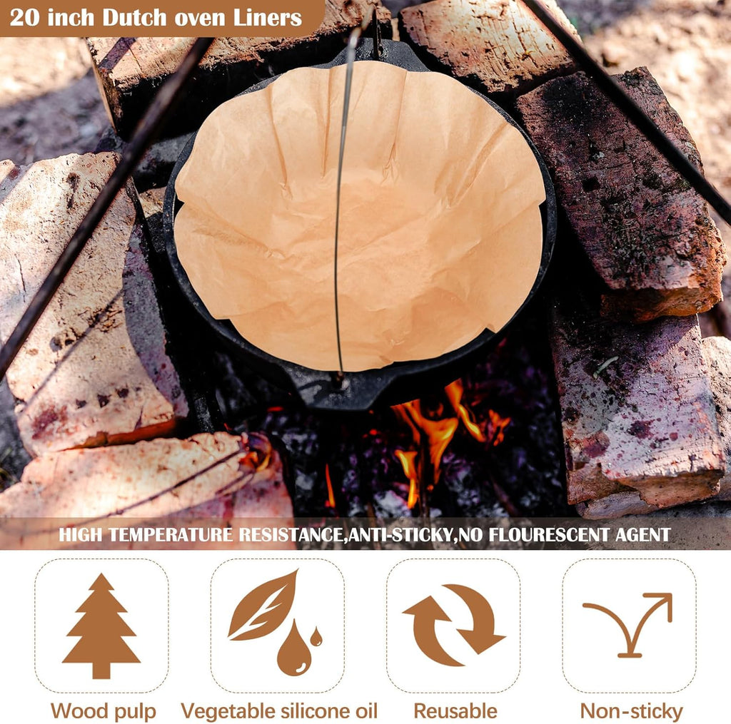 Teenyyou 40 Pcs Round Parchment Paper Liners - 20 Inch Unbleached Baking Paper for Dutch Ovens, Air Fryers & More