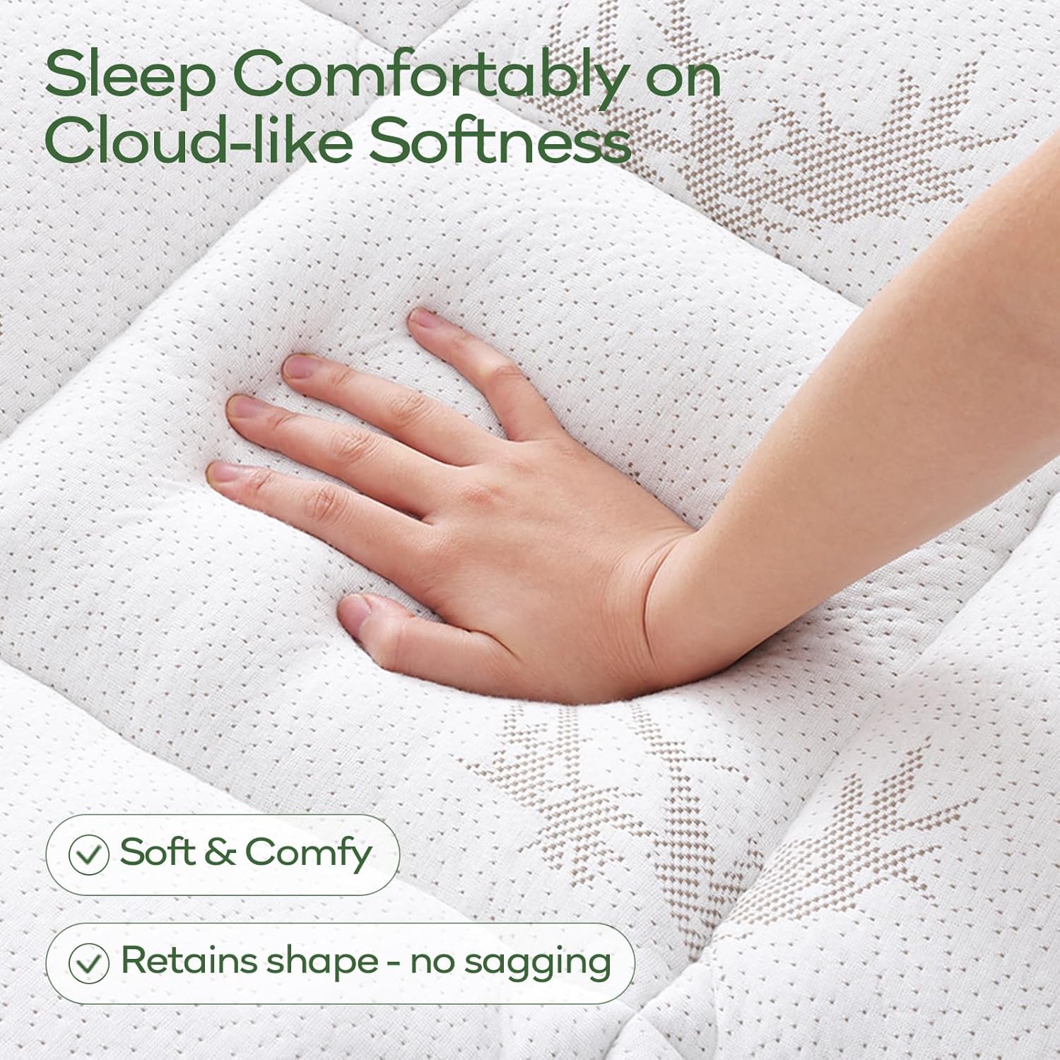 OLANLY King Mattress Topper - Cooling Bamboo Viscose Pillow Top for Back Pain Relief | Plush Down Alternative, White