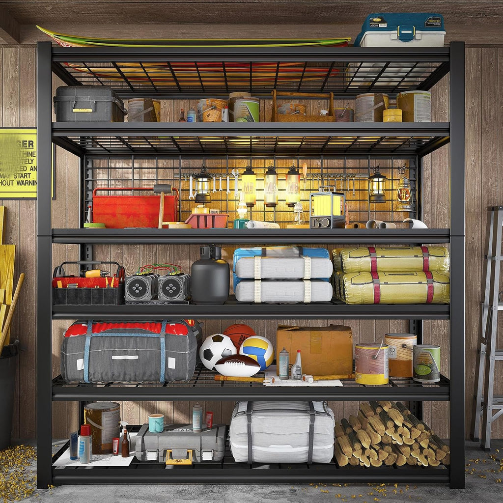 REIBII Heavy-Duty Garage Shelving - 6-Tier Adjustable Metal Storage Shelves, 3500LBS Capacity, 84"H x 48"W x 20"D