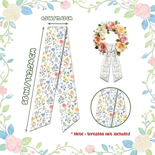 AZYM Wreath Sash Set - Vibrant Wildflower Ribbon for Front Door & Indoor Decor | 2 Pcs