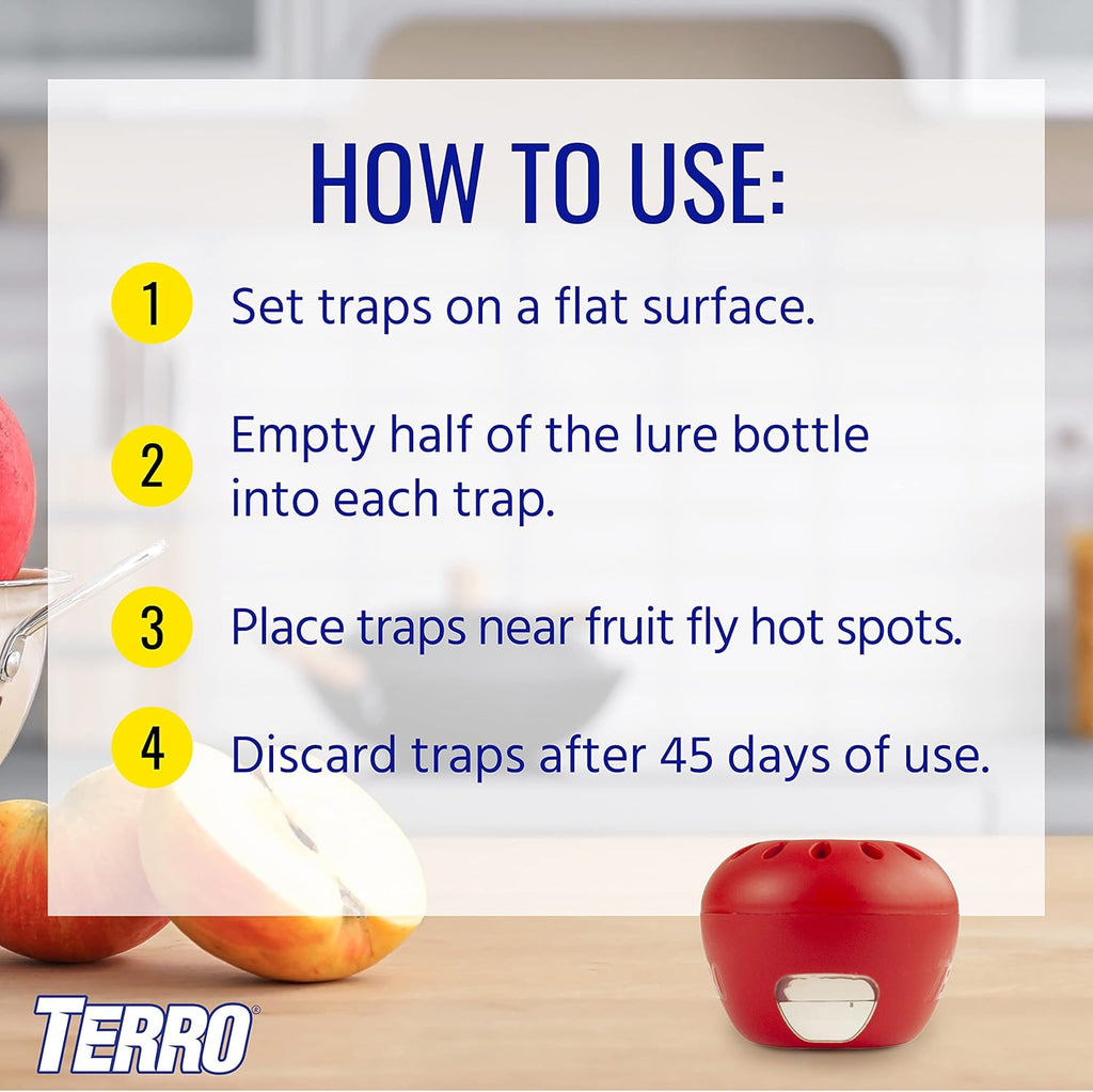 Terro Fruit Fly Trap - Effective Indoor Pest Control | 3 Traps Included