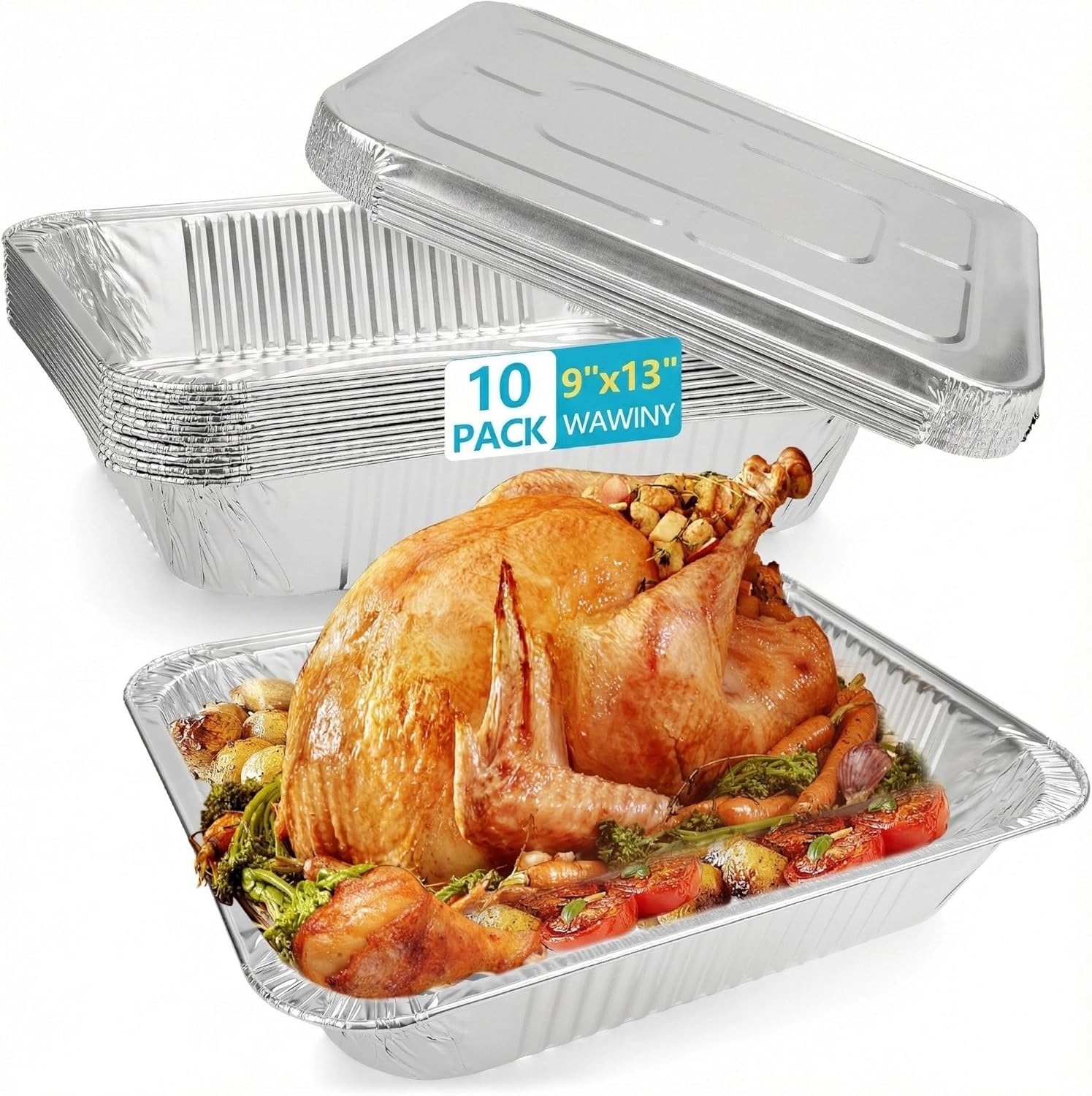 Thickened Aluminum Foil Pans by [Brand Name] - Extra Deep 9x13 Disposable Pans with Lids for Baking & Catering | 10-Pack