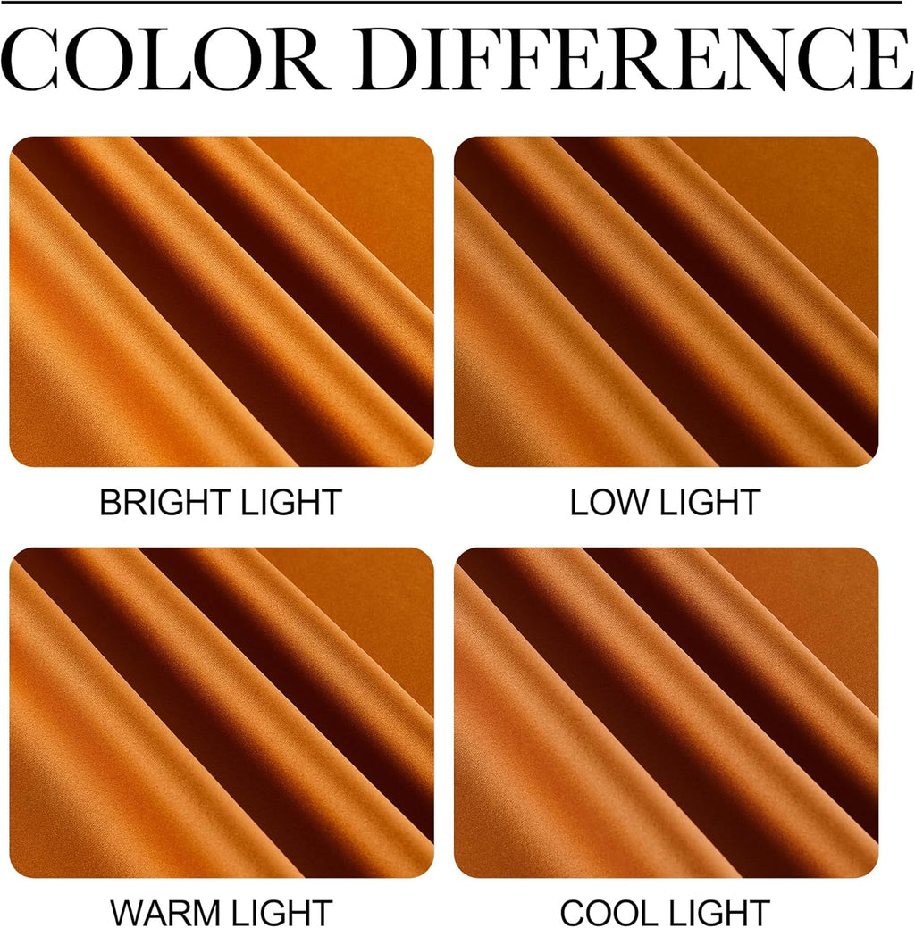 NICETOWN Room Darkening Cafe Curtains - Faux Silk Blackout Drapes for Small Windows | 42" x 84", Orange, 2 Panels