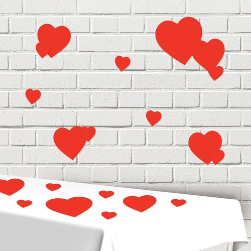 Beistle Printed Cardstock Paper Heart Cut Outs 20 Piece Valentine's Day Decorations, 4", 8.5", 12", Red