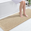 OLANLY Bathroom Rugs - Extra Soft Chenille Bath Mats with Rubber Backing | 59x20 Inches, Beige