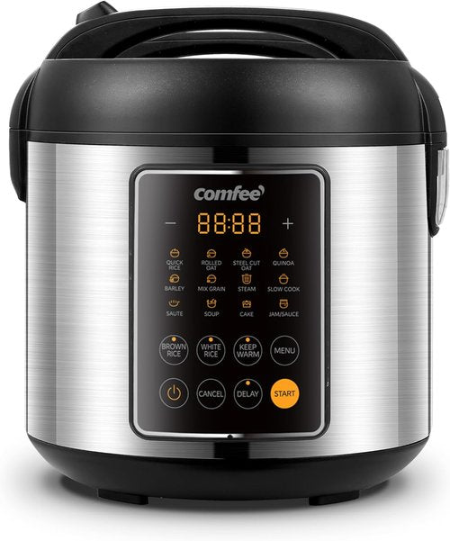 COMFEE' Rice Cooker - 14-in-1 Stainless Steel Multi Cooker with 5.3 QT Capacity | Perfect for Brown Rice, Quinoa & Oatmeal